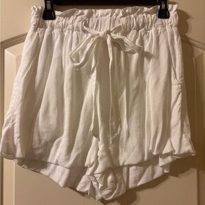 White Pink Lily Shorts